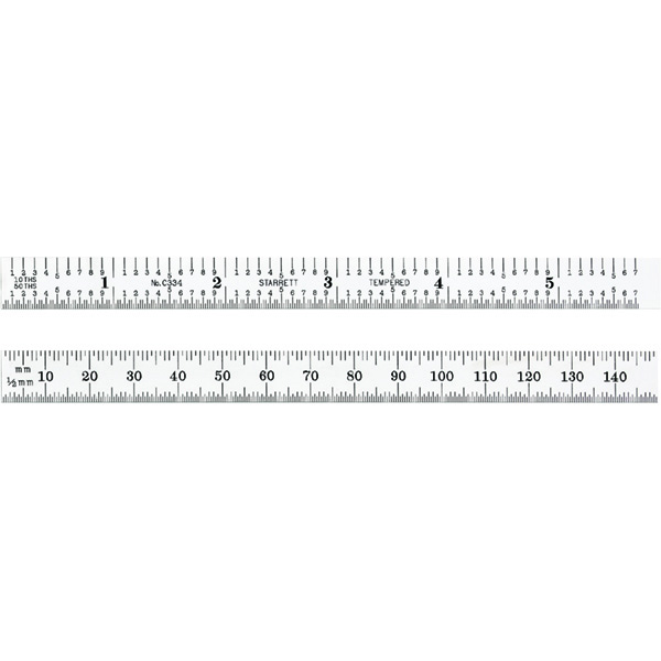 Starrett 56262 | 5-3/4" Full-Flexible Steel Full-Flexible Rule 1/10", 1/50"; 3/64", 1/64" Graduation
