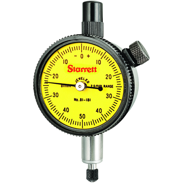 Starrett 53412 | 3/32" Miniature Dial Indicator 0.0004" Graduation Yellow Dial