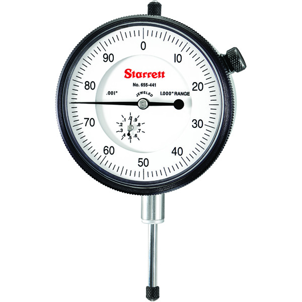 Starrett 655-441J | 1" Dial Indicator 0.0010" Graduation White Dial