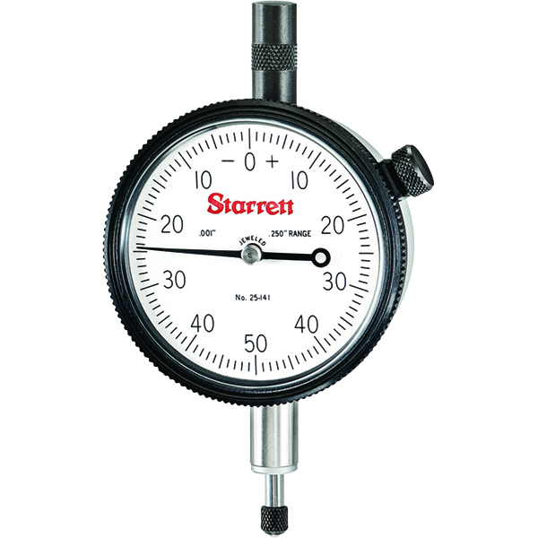 Starrett 25-141J | 1/4" Dial Indicator 0.0010" Graduation White Dial