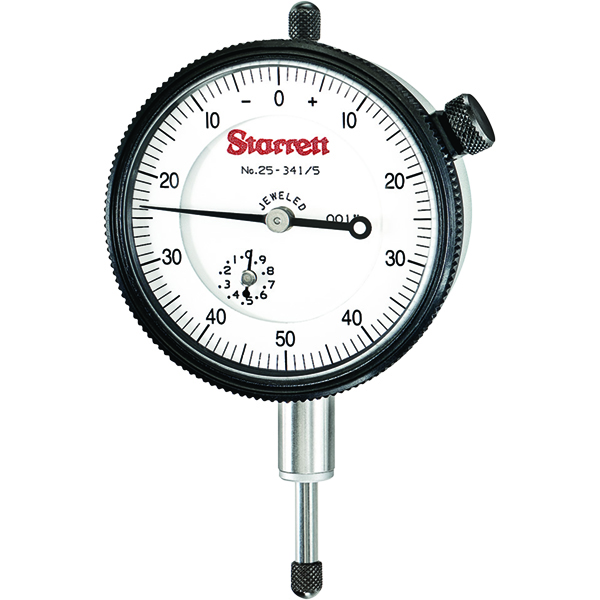 Starrett 25-341/5J | 1/2" Dial Indicator 0.0010" Graduation White Dial