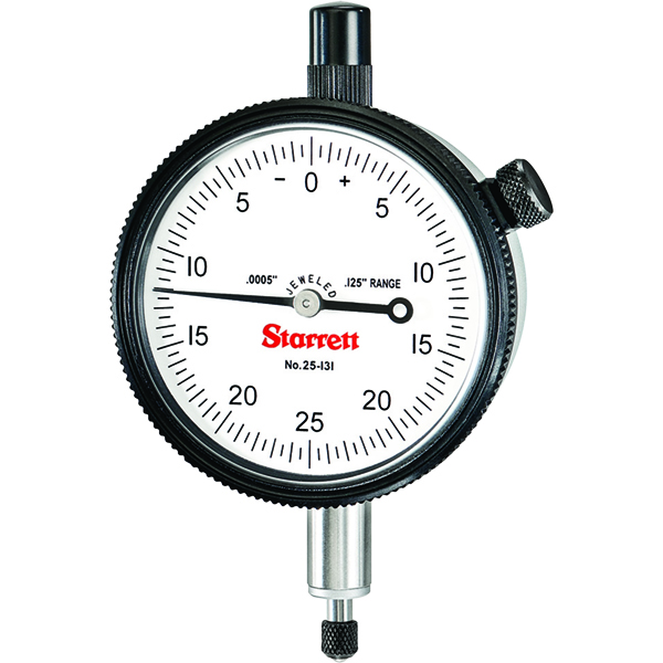 Starrett 25-131J | 1/8" Dial Indicator 0.0005" Graduation White Dial
