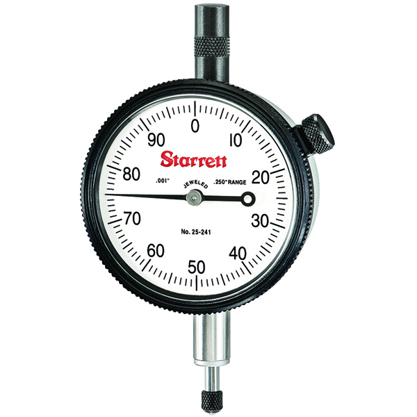 Starrett 25-241J | 1/4" Dial Indicator 0.0010" Graduation White Dial