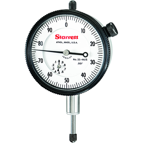 Starrett 25-441/5J | 1/2" Dial Indicator 0.0010" Graduation White Dial