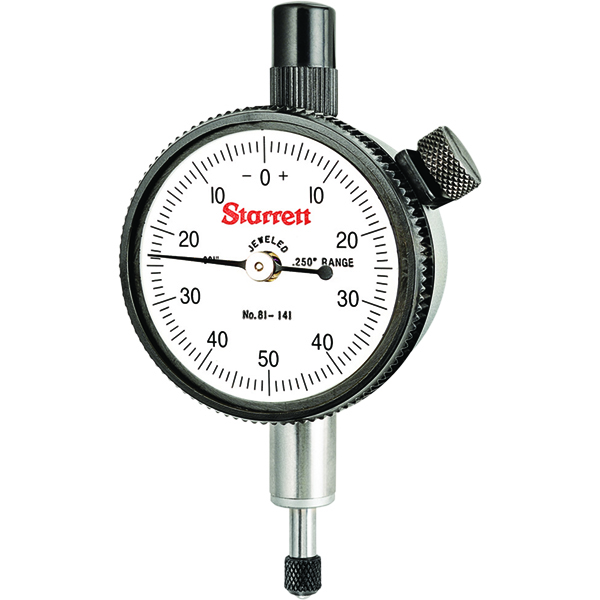 Starrett 81-141J | 1/4" Miniature Dial Indicator 0.0010" Graduation White Dial