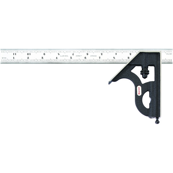 Starrett C11H-12-16R | 2 Pc. 12" Hardened Steel Blade Combination Square 16R Graduation with Square Head