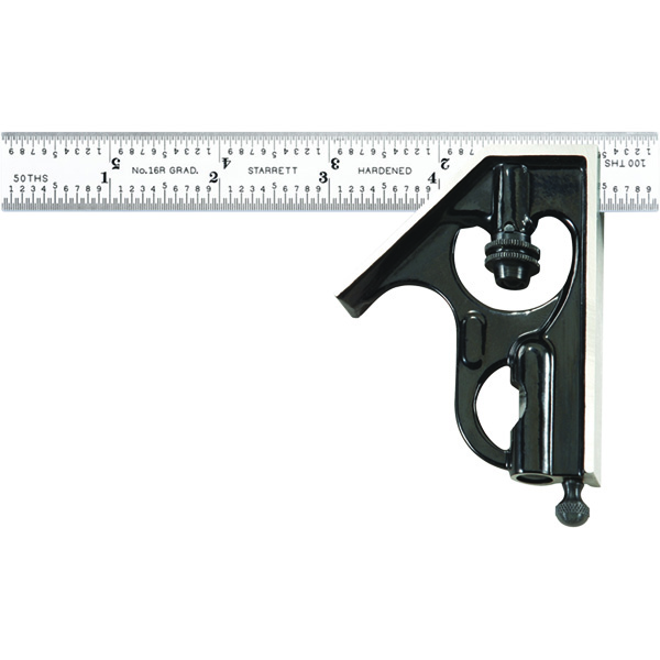Starrett C33H-6-16R | 2 Pc. 6" Forged Steel Blade Combination Square 16R Graduation with Square Head