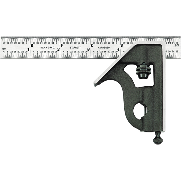 Starrett 50051 | 2 Pc. 6" Hardened Steel Blade Combination Square 4R Graduation with Square Head
