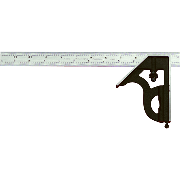Starrett 11H-12-4R | 2 Pc. 12" Hardened Steel Blade Combination Square 4R Graduation with Square Head