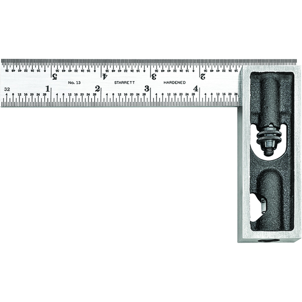Starrett 13C | 6" Hardened Steel Inch Reading Double Square with Hardened Steel Head