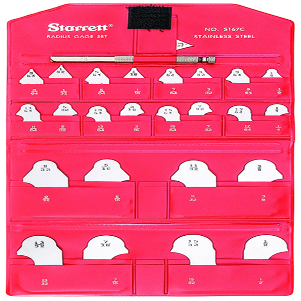 Starrett S167CHZ | 1/64" - 17/64"; 9/32" - 1/2" Satin Coated Steel Radius Gage