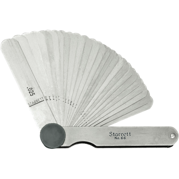 Starrett 66 | 0.0015"-0.0250" Tempered Steel Thickness Gage 26 Leaves Straight