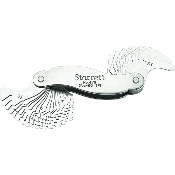 Starrett 476 | 3-1/2 - 60 TPI Range Screw Pitch Gage 30 Leaves