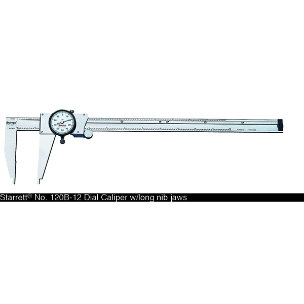 Starrett 120B-12 | 12" Range 0.0010" Graduation Stainless Steel White Face Dial Caliper