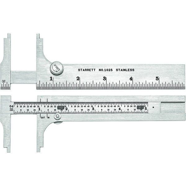 Starrett 1025-6 | 4-3/4" Range 1/32"; 1/64" Graduation Vernier Caliper