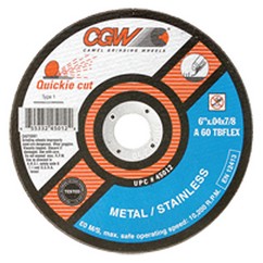 CGW 45012 | 6" Diameter x 7/8" Hole x 3/64" Thickness 10200 RPM 60 Grit Reinforced Aluminum Oxide Type 1 Cutoff Wheel