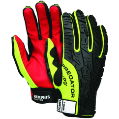 Memphis PD2901L | Large Uncoated Adjustable Closure Cuff Black/Hi-Vis Lime Synthetic Blend General Purpose Work Gloves