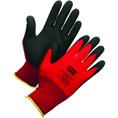North Safety NF11/8M | Medium Palm and Fingertips Coated Knit Wrist Cuff Red Nylon Gloves