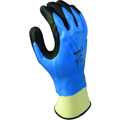 Showa 377S-06 | Small Fully Coated Knit Wrist Cuff Blue/Black Nylon General Purpose Work Gloves