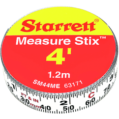 Starrett 63171 | 4' Length x 1/2" Width 1/16", 3/64" Graduation Vinyl and Steel English and Metric Reading Measuring Tape