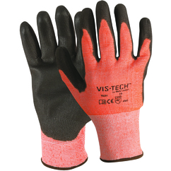 Wells Lamont Y9294XL | X-Large Palm and Fingertips Coated Cuff Hi-Vis Orange/Black HPPE Fiber/Stainless Steel Cut Resistant Gloves