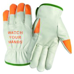 Wells Lamont Y0145XL | X-Large Uncoated Hemmed Cuff White/Orange Cowhide Driver's Gloves