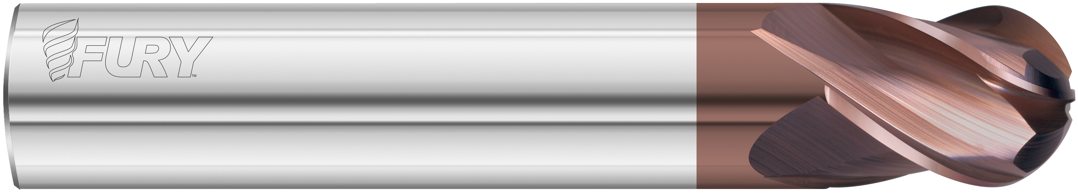 Fullerton Tool 35006 | 4mm Diameter x 50mm Shank x 8mm LOC x 50mm OAL 4 Flute FC20 Solid Carbide Ball End Mill