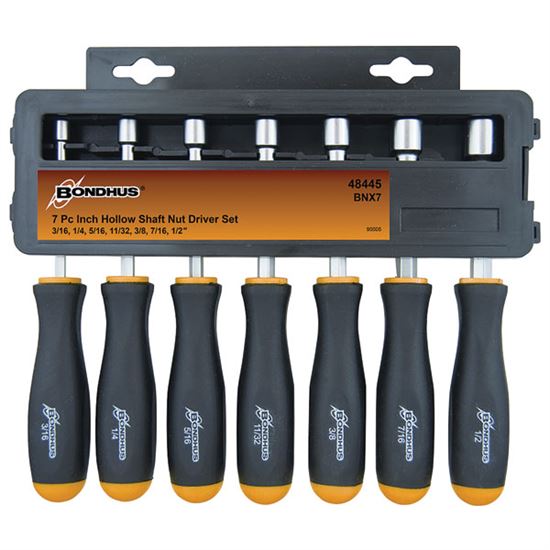 Bondhus 48445 | 7pc 3/16"-1/2" Standard Nutdriver Set