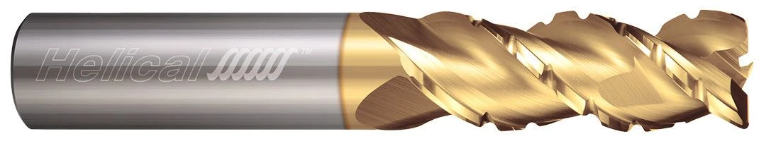 Helical Solutions 82740 | H45AL-C-R-30500-R.060 0.500" (1/2) Diameter x 0.500" (1/2) Shank x 0.060" Corner Radius x 3.000" (3) OAL x 1.250" (1-1/4) LOC 3 Flute ZPLUS Coated Corner Radius End Mill