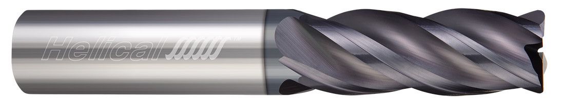 Helical Solutions 83216 | HSV-R-40125-R.020 0.125" (1/8) Diameter x 0.125" (1/8) Shank x 0.020" Corner Radius x 2.500" (2-1/2) OAL x 0.500" (1/2) LOC 4 Flute APLUS Coated Corner Radius End Mill
