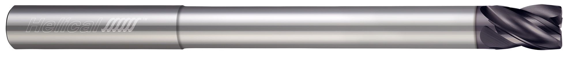 Helical Solutions 83508 | HSV-RN-S-40500-R.010 0.5000" (1/2) Diameter x 0.5000" (1/2) Shank x 0.0100" Corner Radius x 4.0000" (4) OAL x 0.6250" (5/8) LOC 4 Flute APLUS Coated Corner Radius End Mill