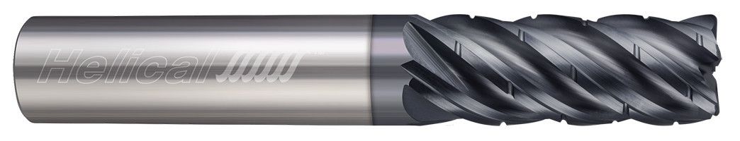 Helical Solutions 83081 | HEV-C-SR-50375-R.030 0.3750" (3/8) Diameter x 0.3750" (3/8) Shank x 0.0300" Corner Radius x 2.5000" (2-1/2) OAL x 0.7500" (3/4) LOC 5 Flute APLUS Coated Corner Radius End Mill
