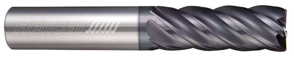 Helical Solutions 82961 | HEV-R-50375-R.020 0.3750" (3/8) Diameter x 0.3750" (3/8) Shank x 0.0200" Corner Radius x 6.0000" (6) OAL x 1.0000" (1) LOC 5 Flute APLUS Coated Corner Radius End Mill