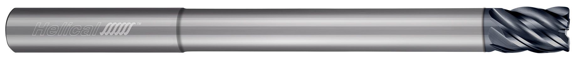 Helical Solutions 83032 | HEV-RNR-M-50250-R.020 0.2500" (1/4) Cutter DIA x 0.2500" (1/4) Shank DIA x 0.0200" Radius x 0.7500" (3/4) Length of Cut x 4.0000" (4) OAL x 2.1250" (2-1/8) Reach Carbide Corner Radius End Mill for Steel, 5 Flutes,