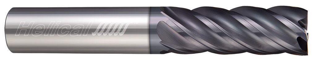 Helical Solutions 82942 | HEV-R-50250 0.250" (1/4) Cutter DIA x 0.250" (1/4) Shank DIA x 0.750" (3/4) Length of Cut x 4.000" (4) Overall Length Carbide Square End Mill for Steel, 5 Flutes, APLUS Coated - (HEV-R-50250)