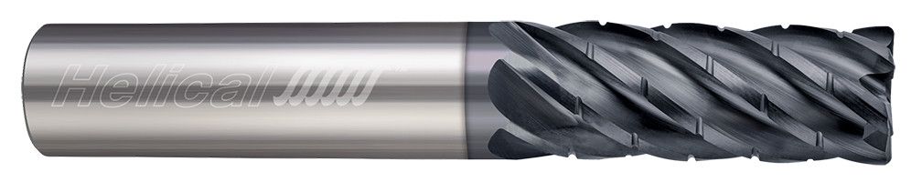 Helical Solutions 83129 | HEV-C-S-60375-R.010 0.3750" (3/8) Diameter x 0.3750" (3/8) Shank x 0.0100" Corner Radius x 2.0000" (2) OAL x 0.5000" (1/2) LOC 6 Flute APLUS Coated Corner Radius End Mill