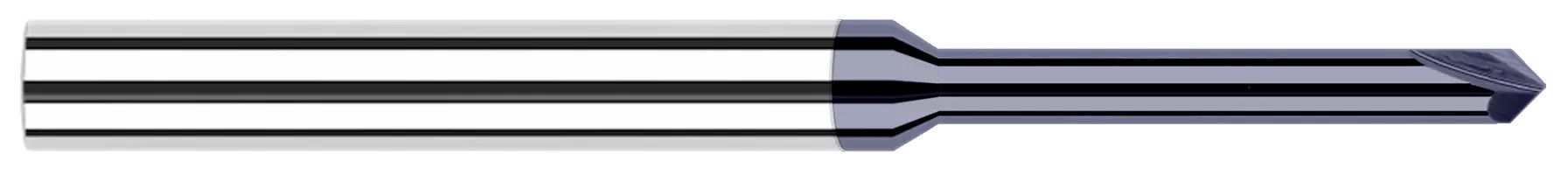 Harvey Tool 794045 | 0.0200" (.5 mm) Neck DIA x 0.0600" Reach x 45 Degree per side Carbide Pointed Chamfer Cutter, 2 Flutes