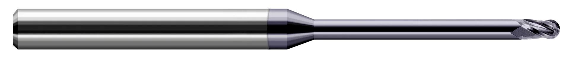 Harvey Tool 801320-C3 | 0.0200" (.5 mm) Cutter DIA x 0.0300" Length of Cut x 0.1600" Reach Carbide Ball End Mill, 4 Flutes, AlTiN Coated