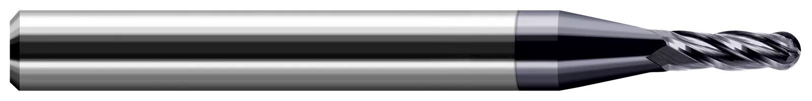 Harvey Tool 74367 | 0.067" Diameter x 0.125" Shank x 0.201" LOC x 1.500" OAL 4 Flute Uncoated Carbide Ball End Mill