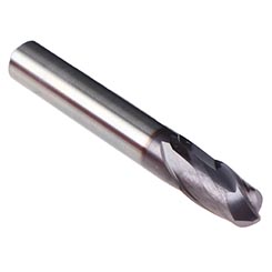 Emuge 1877A.0250 | 1/4" Diameter x 1/4" Shank x 3/8" LOC x 2-1/4" OAL x 30 Degree Helix Angle 2 Flute TIALN Coated Carbide Ballnose End Mill