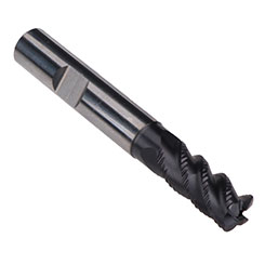 Emuge 2615AZ.008 | 8.00mm Diameter x 8.00mm Shank x 19.00mm LOC x 63.00mm OAL x 1.00mm Radius x 45 Degree Helix Angle 4 Flute TIALN Coated Carbide Corner Radius End Mill