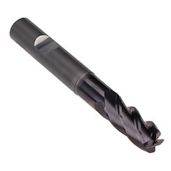 Emuge 2653AZ.020030 | 20.00mm Diameter x 20.00mm Shank x 38.00mm LOC x 126.00mm OAL x 3.00mm Radius x 38/40 Degree Helix Angle 4 Flute TIALN Coated Carbide Square End Mill