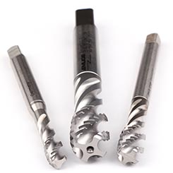 Emuge B0513500.0080 | M M8x1.25mm Size x 8.00mm Shank x 20.00mm Thread Length x 90.00mm OAL x 45 Degree Helix Angle 3 Flute Bright Coated HSSE Spiral Flute Tap