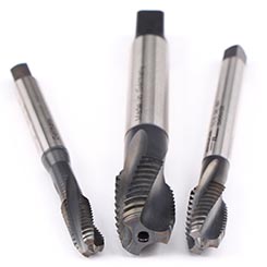 Emuge BU456001.5011 | UNC 3/8" - 16 Thread Size x 0.866" Length x 0.381" Shank x 3.937" OAL x 15 Degree Helix Angle 3 Flute NT2 Coated HSSE Spiral Flute Tap