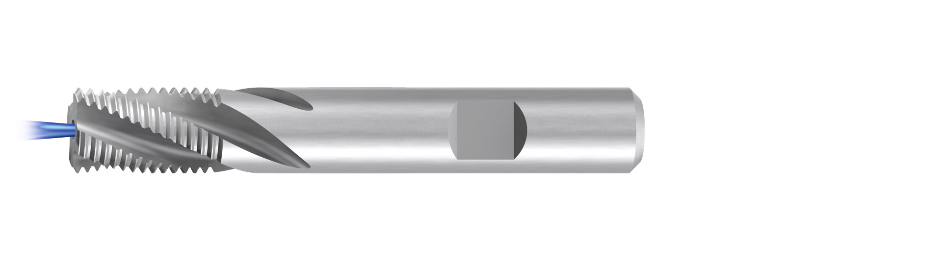 Emuge GF162121.9516 | M18x2.00mm Thread Size x 20.88mm Length x 12.00mm Shank x 20.80mm Flute Length x 80.00mm OAL x 30 Degree Helix Angle 4 Flute Bright Coated Carbide Thread Mill
