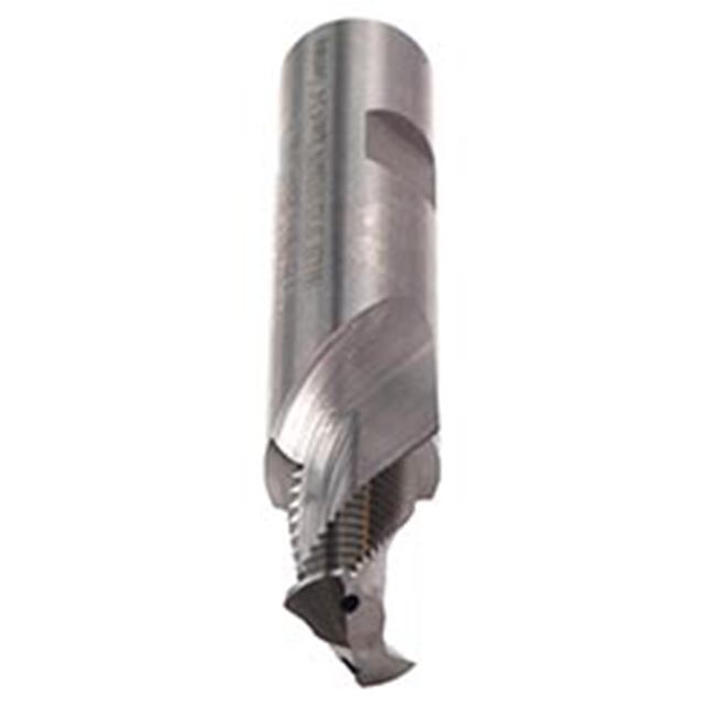 Emuge GF422201.0301 | MF M12x1.00mm Thread Size x 14.00mm Shank x 17.14mm Flute Length x 89.00mm OAL x 140 Degree Point Angle 2 Flute Bright Coated Carbide Helical Flute Thread Mill