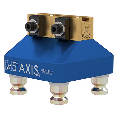 5th Axis R52-2DM12 | RockLock 52 mm Dovetail Top Tooling with PS20F Pull Studs - 75 mm x 75 mm x 51 mm