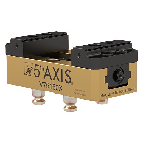 5th Axis R52-V75150X | RockLock 52.00mm Medium Self-Centering Vise Top Tooling with PS20F Pull Studs - 75.00mm x 150.00mm x 56.00mm