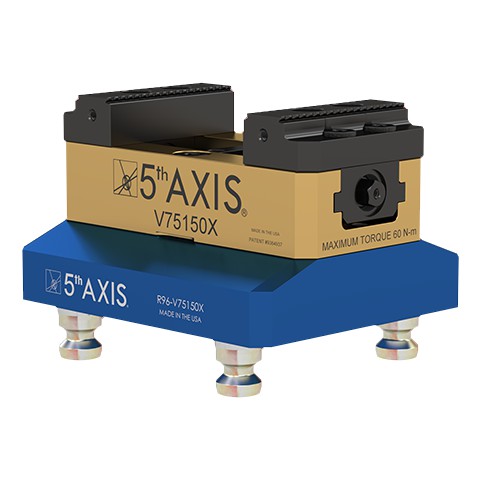 5th Axis R96-V75150X | RockLock 96.00mm Medium Self-Centering Vise Top Tooling with PS20F Pull Studs - 150.00mm x 176.53mm x 78.20mm