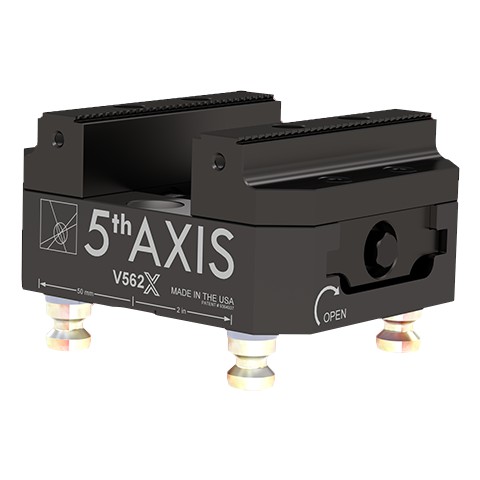 5th Axis R96-V562X | RockLock 96.00mm Medium Self-Centering Vise Top Tooling with PS20F Pull Studs - 125.70mm x 152.40mm x 73.60mm